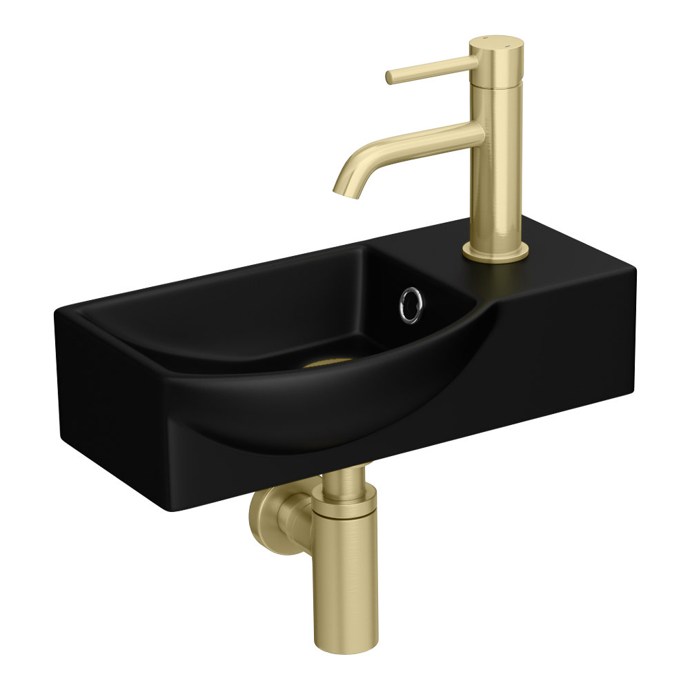 Valencia Wall Hung Basin (400mm Wide Matt Black) Victorian Plumbing UK