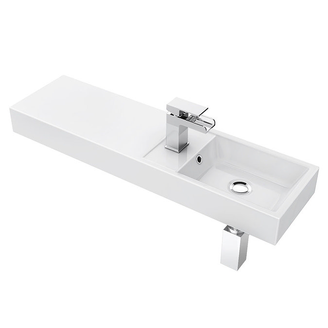 Valencia 800mm Wall Hung Polymarble Basin with Integrated Shelf Large Image
