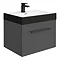 Valencia Wall Hung Vanity Unit - Gloss Grey - 600mm with Black Handle and Basin Large Image