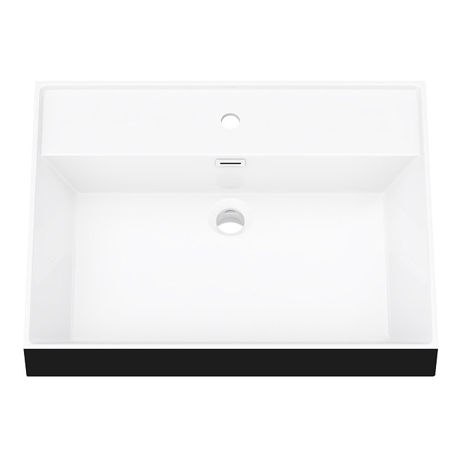 Valencia Wall Hung Vanity Unit - Gloss White - 600mm with Black Handle and Basin  Profile Large Image