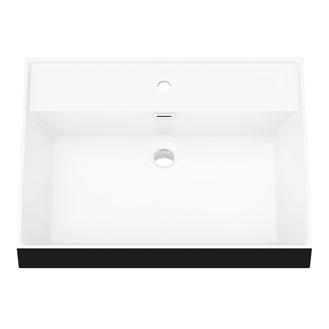 Valencia Wall Hung Vanity Unit - Gloss White - 600mm with Black Handle and Basin Profile Large Image