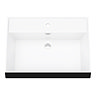 Valencia Wall Hung Vanity Unit - Gloss White - 600mm with Black Handle and Basin  Profile Large Image