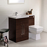 Valencia 1100mm Walnut Combination Basin + WC Unit Large Image