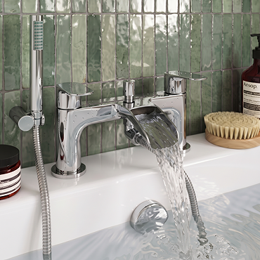 Valencia Waterfall Bath Shower Mixer with Shower Kit - Chrome