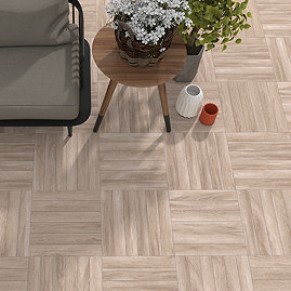 Valois Mid Oak Slatted Wood Effect Wall & Floor Tiles - 450 x 450mm