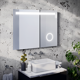Vancouver 800 x 600mm LED Mirror with Motion Sensor, Magnifier, Anti-Fog Demist + Shaving Socket