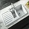 Venice 1.5 Bowl Traditional White Composite Kitchen Sink + Chrome Waste