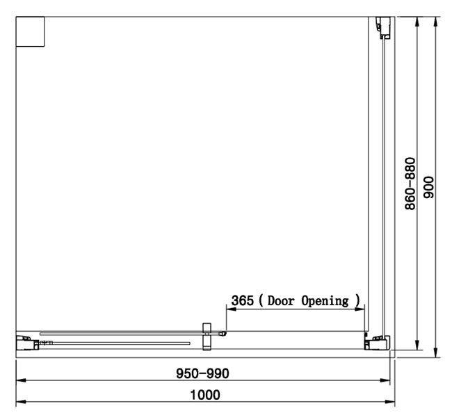 Venice 1000 x 900mm Sliding Door Shower Enclosure without Tray