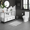 Venice 1200 Black Frame Basin Washstand with Toilet Large Image