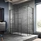 Venice 1400 x 900 Matt Black Abstract Grid Wet Room (incl. Screen, Side Panel + Tray) Large Image
