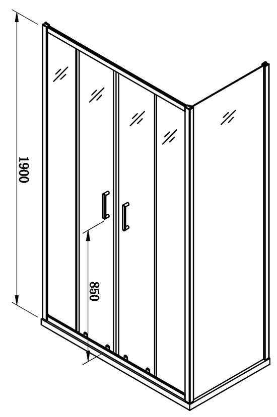 Venice 1400 x 900mm Double Sliding Door Shower Enclosure without Tray