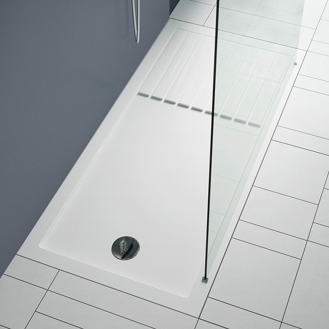 Venice 1600 x 800 Matt Black Abstract Grid Wet Room (incl. Screen, Side Panel + Tray)  Profile Large