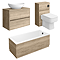 Venice 1700 Linea Rustic Oak Bathroom Suite (with Oval Basin, Vanity Unit, WC Unit + Bath)