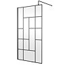 Venice 1700 x 800 Matt Black Abstract Grid Wet Room (1100mm Screen + Tray)  In Bathroom Large Image