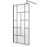 Venice 1950mm Matt Black Abstract Grid Wetroom Screen + Support Arm  Profile Large Image