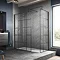 Venice 1950mm Matt Black Abstract Grid Wetroom Screen + Support Arm Large Image