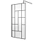 Venice W1000 x H1950 Matt Black Abstract Grid 8mm Wetroom Screen incl. Support Arm Large Image