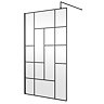 Venice W1200 x H1950 Matt Black Abstract Grid 8mm Wetroom Screen incl. Support Arm Large Image