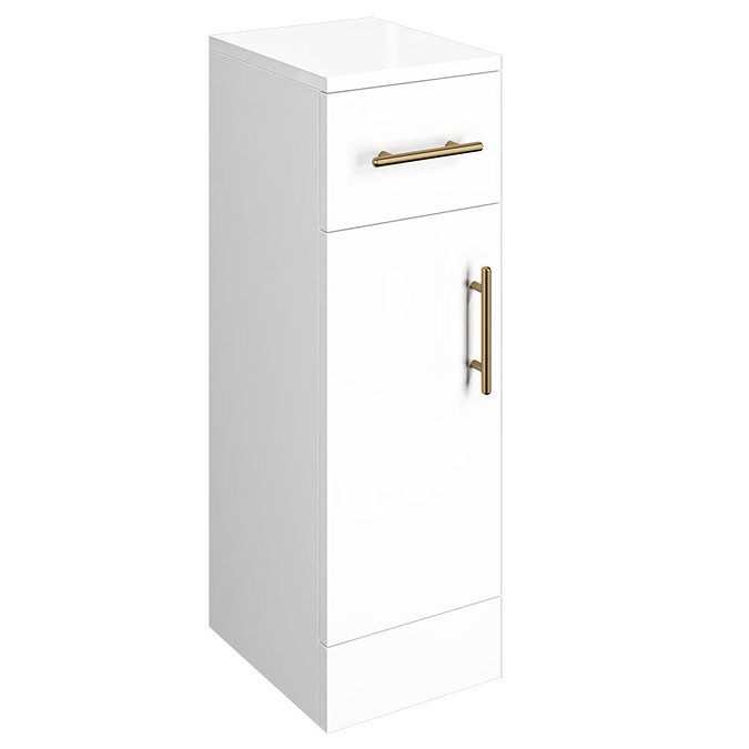 Venice 250x300mm Gloss White Cupboard Unit with Brushed Brass Handles Large Image