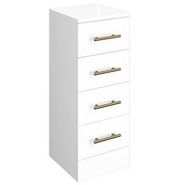 Venice 350x300mm Gloss White 4 Drawer Unit with Brushed Brass Handles Medium Image
