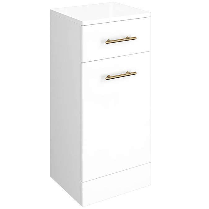 Venice 350x300mm Gloss White Laundry Basket with Brushed Brass Handles  Feature Large Image