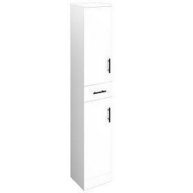 Venice 350x300mm Gloss White Tallboy Unit with Matt Black Handles Large Image