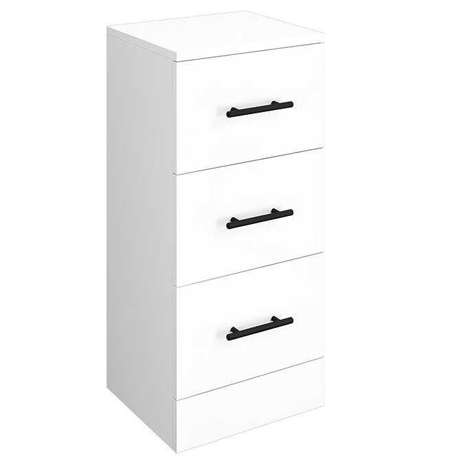 Venice 350x300mm White 3 Drawer Unit with Matt Black Handles Large Image