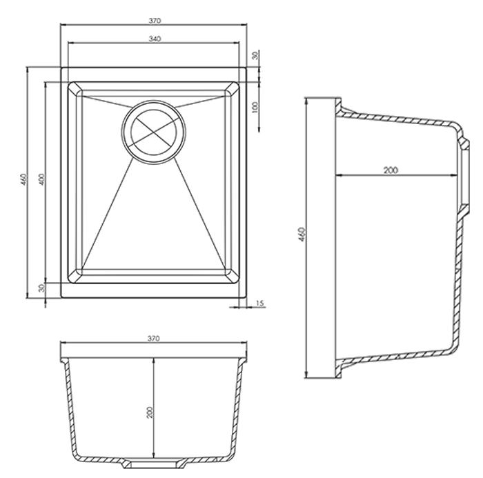 Venice 370 x 460mm Granite Taupe 1.0 Undermount Kitchen Sink & Waste