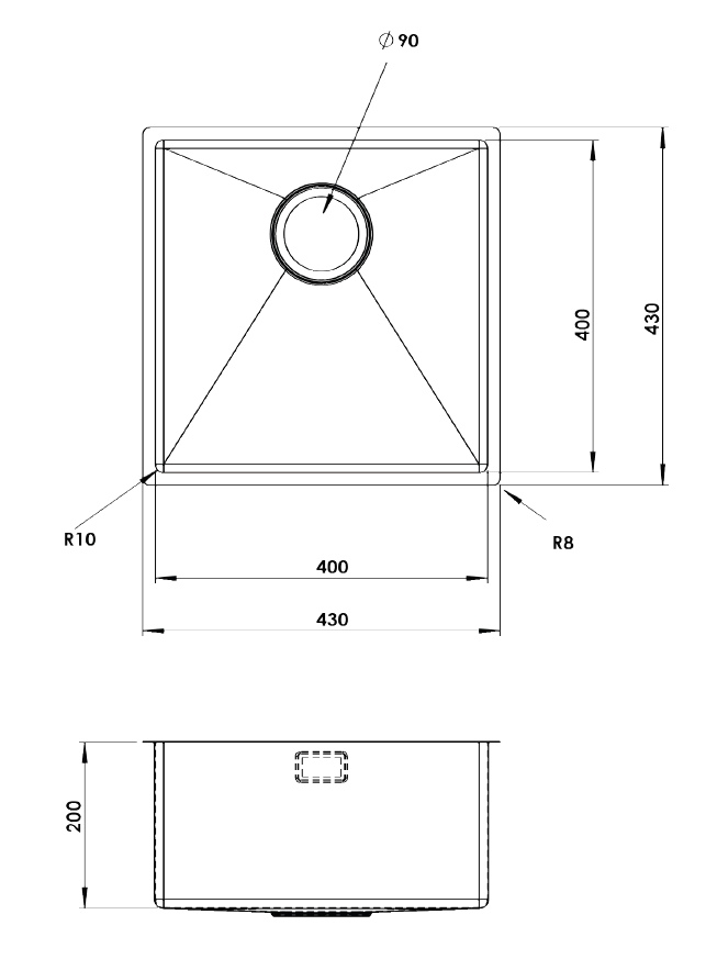 Venice 430 x 430mm Copper 1.0 Undermount Kitchen Sink + Waste