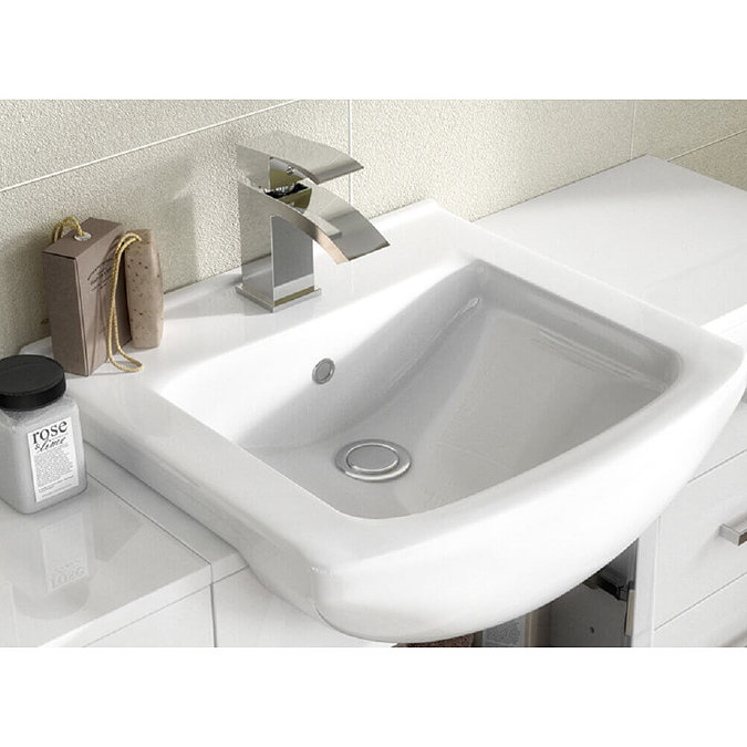 Venice 460 Gloss White Vanity with Matt Black Handle (Unit Depth 300mm)  Profile Large Image