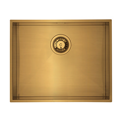 Venice 530 x 430mm Brushed Brass 1.0 Undermount Kitchen Sink + Waste