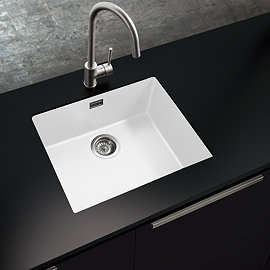 Venice 530 x 460mm Granite White 1.0 Undermount/Inset Kitchen Sink + Waste