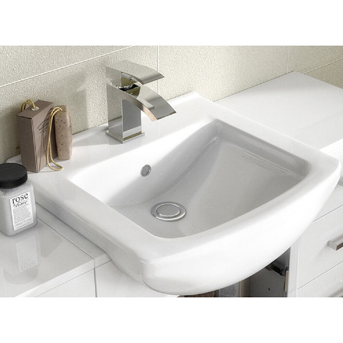 Venice 560 Gloss White Vanity with Matt Black Handles (Unit Depth 300mm)  Profile Large Image