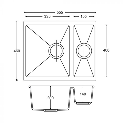 Venice 555 x 460mm Granite Taupe 1.5 Undermount Kitchen Sink & Waste