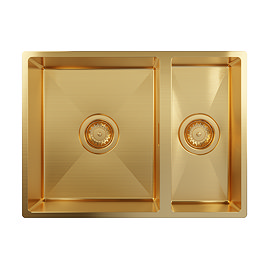 Venice 580 x 430mm Brushed Brass 1.5 Undermount/Inset Kitchen Sink + Waste