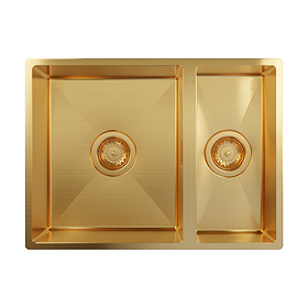 Venice 580 x 430mm Brushed Brass 1.5 Undermount/Inset Kitchen Sink + Waste
