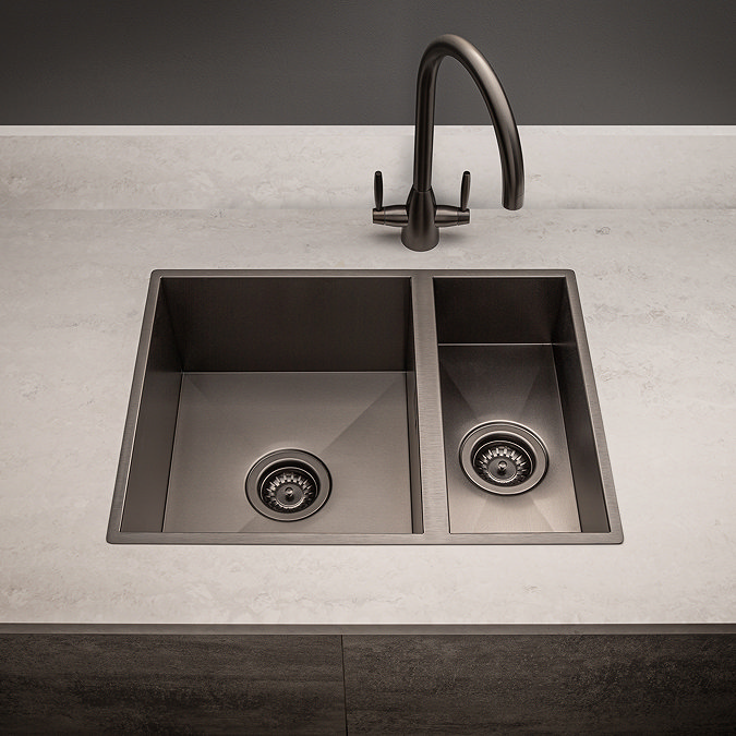 Venice 580 x 430mm Gunmetal 1.5 Undermount/Inset Kitchen Sink + Waste