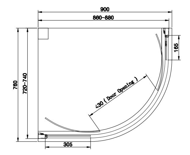 Venice 760 x 900mm Offset Quadrant Shower Enclosure