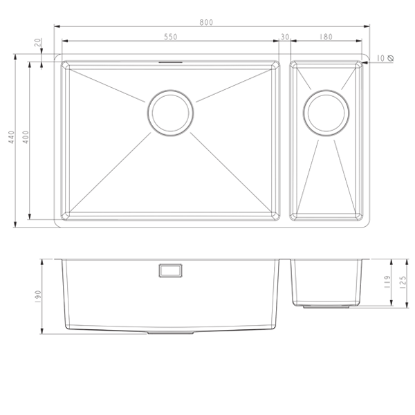 Venice 800 x 440mm Stainless Steel 1.5 Undermount/Inset Kitchen Sink + Waste