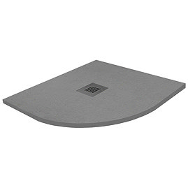 Venice 800 x 800mm Graphite Slate Effect Quadrant Shower Tray + Graphite Waste