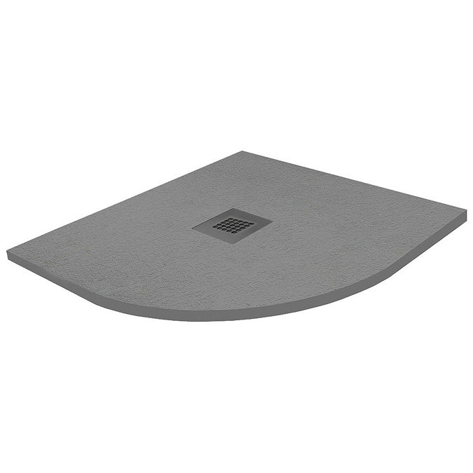 Venice 800 x 800mm Graphite Slate Effect Quadrant Shower Tray + Graphite Waste