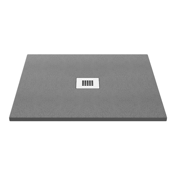 Venice 800 x 800mm Graphite Slate Effect Square Tray + Chrome Waste