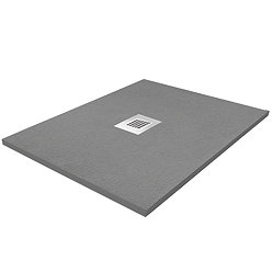 Venice 800 x 800mm Graphite Slate Effect Square Tray + Chrome Waste