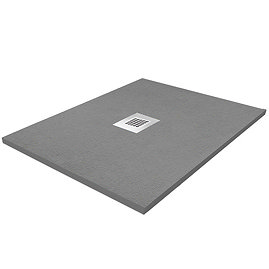 Venice 800 x 800mm Graphite Slate Effect Square Tray + Chrome Waste