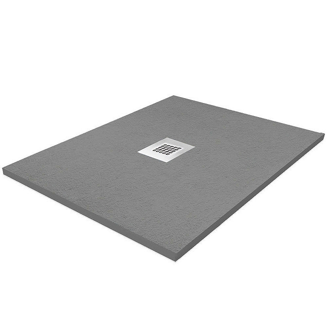 Venice 800 x 800mm Graphite Slate Effect Square Tray + Chrome Waste