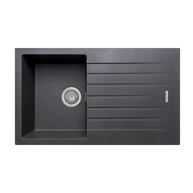 Venice 860 x 500mm Granite Gunmetal 1.0 Bowl Kitchen Sink with Drainer + Waste