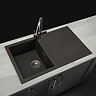 Venice 860 x 500mm Granite Gunmetal 1.0 Bowl Kitchen Sink with Drainer + Waste