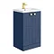 Venice Abstract 500mm Blue Vanity Unit - Floor Standing 2 Door Unit with Brushed Brass Square Drop H