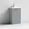 Venice Abstract 500mm Grey Vanity Unit - Floor Standing 2 Door Unit with Chrome Square Drop Handles 