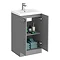 Venice Abstract 500mm Grey Vanity Unit - Floor Standing 2 Door Unit with Chrome Square Drop Handles  In Bathroom Large Image